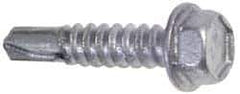 Buildex - 1/4", Hex Washer Head, Hex Drive, 4" Length Under Head, #4 Point, Self Drilling Screw - Steel - Exact Industrial Supply