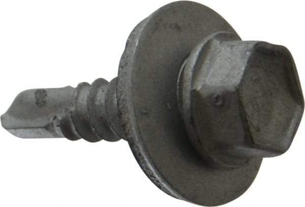 Buildex - #10, Hex Washer Head, Hex Drive, 3/4" Length Under Head, #3 Point, Self Drilling Screw - Steel - Exact Industrial Supply