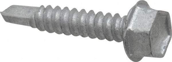 Buildex - #10, Hex Washer Head, Hex Drive, 1" Length Under Head, #3 Point, Self Drilling Screw - Steel - Exact Industrial Supply