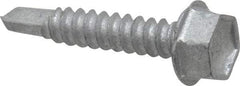 Buildex - #10, Hex Washer Head, Hex Drive, 1" Length Under Head, #3 Point, Self Drilling Screw - Steel - Exact Industrial Supply