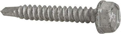 Buildex - #10, Hex Washer Head, Hex Drive, 1-1/4" Length Under Head, #3 Point, Self Drilling Screw - Steel - Exact Industrial Supply