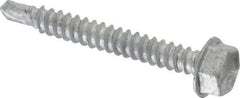 Buildex - #10, Hex Washer Head, Hex Drive, 1-1/2" Length Under Head, #3 Point, Self Drilling Screw - Steel - Exact Industrial Supply