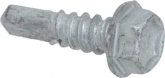 Buildex - #12, Hex Washer Head, Hex Drive, 3/4" Length Under Head, #3 Point, Self Drilling Screw - Steel - Exact Industrial Supply