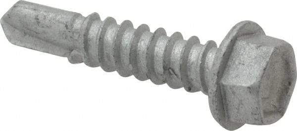 Buildex - #12, Hex Washer Head, Hex Drive, 1" Length Under Head, #3 Point, Self Drilling Screw - Steel - Exact Industrial Supply