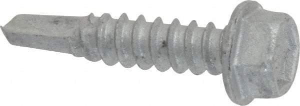 Buildex - #12, Hex Washer Head, Hex Drive, 1" Length Under Head, #3 Point, Self Drilling Screw - Steel - Exact Industrial Supply