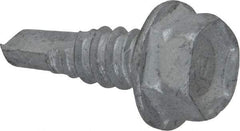 Buildex - 1/4", Hex Washer Head, Hex Drive, 3/4" Length Under Head, #3 Point, Self Drilling Screw - Steel - Exact Industrial Supply