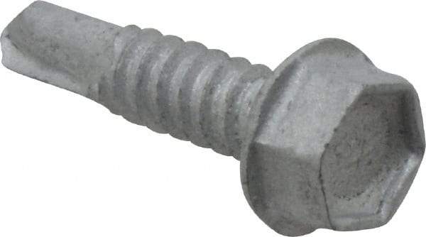 Buildex - 1/4", Hex Washer Head, Hex Drive, 1" Length Under Head, #3 Point, Self Drilling Screw - Steel - Exact Industrial Supply