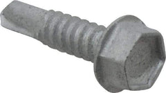 Buildex - 1/4", Hex Washer Head, Hex Drive, 1" Length Under Head, #3 Point, Self Drilling Screw - Steel - Exact Industrial Supply