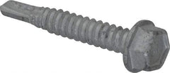 Buildex - 1/4", Hex Washer Head, Hex Drive, 1-1/2" Length Under Head, #3 Point, Self Drilling Screw - Steel - Exact Industrial Supply