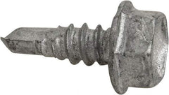 Buildex - #10, Hex Washer Head, Hex Drive, 1/2" Length Under Head, #3 Point, Self Drilling Screw - Steel - Exact Industrial Supply