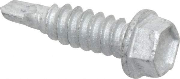 Buildex - 1/4", Hex Washer Head, Hex Drive, 7/8" Length Under Head, #1 Point, Self Drilling Screw - Steel - Exact Industrial Supply