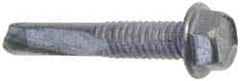 Buildex - 1/4", Hex Washer Head, Hex Drive, 4" Length Under Head, #5 Point, Self Drilling Screw - Steel - Exact Industrial Supply
