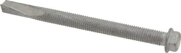 Buildex - 1/4", Hex Washer Head, Hex Drive, 3" Length Under Head, #5 Point, Self Drilling Screw - Steel - Exact Industrial Supply