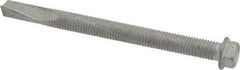 Buildex - 1/4", Hex Washer Head, Hex Drive, 3" Length Under Head, #5 Point, Self Drilling Screw - Steel - Exact Industrial Supply
