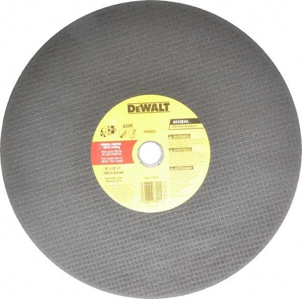 DeWALT - 14" Aluminum Oxide Cutoff Wheel - 1/8" Thick, 1" Arbor, 5,500 Max RPM, Use with Circular Saws - Exact Industrial Supply