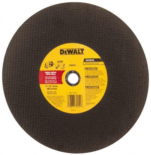DeWALT - 12" Aluminum Oxide Cutoff Wheel - 1/8" Thick, 20mm Arbor, 6,400 Max RPM, Use with Circular Saws - Exact Industrial Supply
