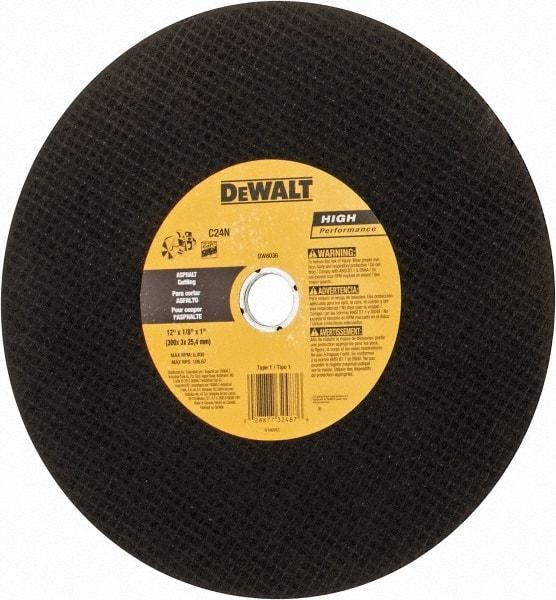 DeWALT - 12" Silicon Carbide Cutoff Wheel - 5/32" Thick, 1" Arbor, 6,400 Max RPM, Use with Circular Saws - Exact Industrial Supply