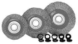 Value Collection - 4" OD, 3/4" Arbor Hole, Crimped Brass-Coated Steel Wheel Brush - 5/8" Face Width, 11/16" Trim Length, 0.007" Filament Diam, 8,000 RPM - Exact Industrial Supply