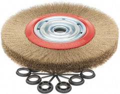 Value Collection - 12" OD, 1-1/4" Arbor Hole, Crimped Brass-Coated Steel Wheel Brush - 1-3/16" Face Width, 2-3/8" Trim Length, 0.007" Filament Diam, 3,000 RPM - Exact Industrial Supply