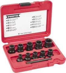 Proto - 10 Piece Socket/Wrench Bolt Extractor Set - Molded Plastic Case - Exact Industrial Supply