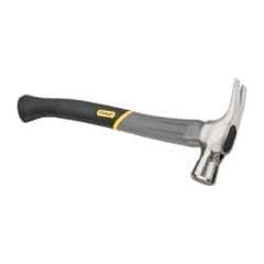 Stanley - 1-3/8 Lb Head, Straight Rip Claw Axe Handle Framing Hammer - 18" OAL, Forged Steel Head, 1-1/4" Face Diam, Checkered Face, Graphite Handle with Grip - Exact Industrial Supply
