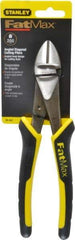 Stanley - 8" OAL, Diagonal Cutter - 1" Jaw Length x 1-1/16" Jaw Width, Oval/Angled Head, Double Injection Molded Handle - Exact Industrial Supply