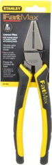 Stanley - 8-3/8" OAL, 1-1/2" Jaw Length x 1" Jaw Width, Side Cutting Linesman's Pliers - Serrated Jaw, Flat Nose Head, Bi-Material Cushion Grip Handles - Exact Industrial Supply