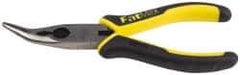 Stanley - 6-3/4" OAL, 1-13/16" Jaw Length x 11/16" Jaw Width, Long Nose Side Cutting Bent Nose Pliers - Serrated Jaw, Double Injection Molded Handles - Exact Industrial Supply