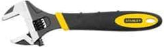 Stanley - 1-3/8" Jaw Capacity, 10" Standard Adjustable Wrench - Chrome Vanadium Steel, Black Finish, 10-1/2" OAL - Exact Industrial Supply