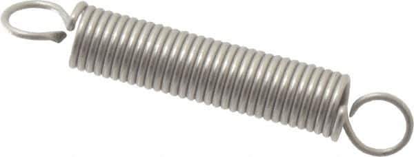 Made in USA - 1/8" OD, 1.44 Lb Max Load, 1.38" Max Ext Len, 0.016" Wire Diam Stainless Steel Extension Spring - 2 Lb/In Rating, 0.21 Lb Init Tension, 3/4" Free Length - Exact Industrial Supply