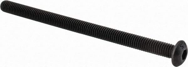 Value Collection - #10-32 UNF Hex Socket Drive, Button Screw - Alloy Steel, Black Oxide Finish, Fully Threaded, 3" Length Under Head - Exact Industrial Supply