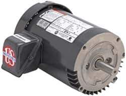 US Motors - 1 hp, Totally Enclosed Fan Cooled, No Thermal Protection, 1,140 RPM, 208-230/460 Volt, 60 Hz, Polyphase Motor - Size 56C Frame, C-Face Mount, 1 Speed, Ball Bearings, 3.7-3.8/1.9 Full Load Amps, B Class Insulation - Exact Industrial Supply