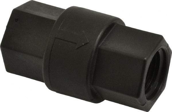 Specialty Mfr - 1/2" Polypropylene Check Valve - Inline, FNPT x FNPT, 125 WOG - Exact Industrial Supply