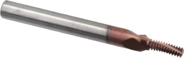 Carmex - 1/4-28 UNF, 0.157" Cutting Diam, 3 Flute, Solid Carbide Helical Flute Thread Mill - Internal Thread, 0.45" LOC, 2-1/2" OAL, 1/4" Shank Diam - Exact Industrial Supply