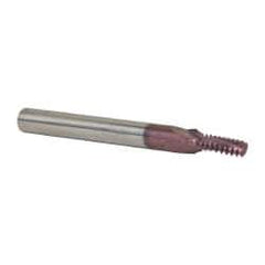 Carmex - 1/4-20 UNC, 0.177" Cutting Diam, 3 Flute, Solid Carbide Helical Flute Thread Mill - Internal Thread, 0.48" LOC, 2-1/2" OAL, 1/4" Shank Diam - Exact Industrial Supply