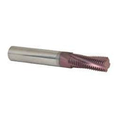 Carmex - 3/4-16 UNF, 0.472" Cutting Diam, 4 Flute, Solid Carbide Helical Flute Thread Mill - Internal Thread, 1.22" LOC, 3-1/2" OAL, 1/2" Shank Diam - Exact Industrial Supply