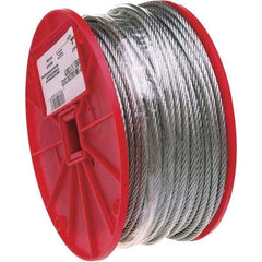 Campbell - 250' Long, 1/4" x 1/4" Diam, Wire - 1,400 Lb Breaking Strength, 7 x 19, Uncoated Coating - Exact Industrial Supply