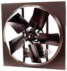 Fantech - 36" Blade, Belt Drive, 1/2 hp, 11,875 CFM, Drip-proof Exhaust Fan - 40-3/16" Opening Height x 40-3/16" Opening Width, 26-1/4" Deep, 8" Projection, 115/230 Volt, 1 Speed, Single Phase - Exact Industrial Supply