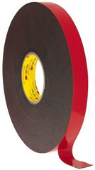 3M - 1" x 36 Yd Acrylic Adhesive Double Sided Tape - 45 mil Thick, Black, Acrylic Foam Liner, Continuous Roll, Series 5952 - Exact Industrial Supply