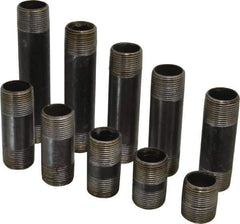 B&K Mueller - 60 Piece, 1" Pipe, Black Finished Steel Pipe Nipple Set - Schedule 40, (6) Close, (6) 2, (6) 2-1/2, (6) 3, (6) 3-1/2, (6) 4, (6) 4-1/2, (6) 5, (6) 5-1/2, (6) 6 - Exact Industrial Supply