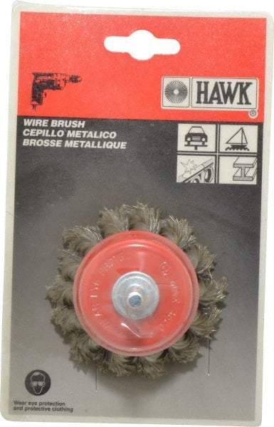 Value Collection - 2-3/8" Diam, 1/4" Shank Diam, Steel Fill Cup Brush - 0.008 Wire Diam, 6,000 Max RPM - Exact Industrial Supply