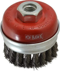 Value Collection - 3" Diam, 5/8-11 Threaded Arbor, Steel Fill Cup Brush - 0.0137 Wire Diam, 11,000 Max RPM - Exact Industrial Supply
