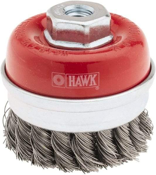 Value Collection - 3" Diam, M10x1.25 Threaded Arbor, Steel Fill Cup Brush - 0.02 Wire Diam, 11,000 Max RPM - Exact Industrial Supply