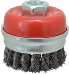 Value Collection - 3" Diam, 5/8-11 Threaded Arbor, Steel Fill Cup Brush - 0.02 Wire Diam, 11,000 Max RPM - Exact Industrial Supply