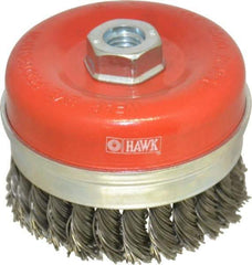 Value Collection - 4" Diam, 5/8-11 Threaded Arbor, Steel Fill Cup Brush - 0.0314 Wire Diam, 8,500 Max RPM - Exact Industrial Supply