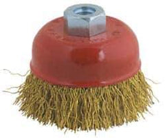 Value Collection - 3" Diam, 1/4" Shank Diam, Steel Fill Cup Brush - 0.015 Wire Diam, 6,000 Max RPM - Exact Industrial Supply