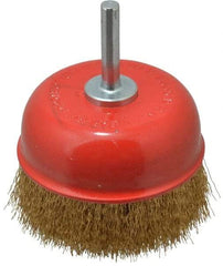 Value Collection - 3" Diam, 1/4" Shank Diam, Steel Fill Cup Brush - 0.008 Wire Diam, 6,000 Max RPM - Exact Industrial Supply