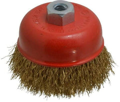 Value Collection - 3" Diam, M10x1.50 Threaded Arbor, Steel Fill Cup Brush - 0.012 Wire Diam, 12,500 Max RPM - Exact Industrial Supply