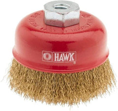 Value Collection - 3" Diam, M10x1.50 Threaded Arbor, Steel Fill Cup Brush - 0.008 Wire Diam, 12,500 Max RPM - Exact Industrial Supply