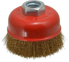 Value Collection - 3" Diam, 5/8-11 Threaded Arbor, Steel Fill Cup Brush - 0.008 Wire Diam, 12,500 Max RPM - Exact Industrial Supply